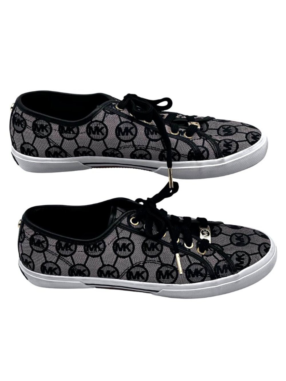 Michael Kors MK Boerum Lace-Up Sneakers Womens Size 10M Black Monogram Jacquard - Picture 8 of 15